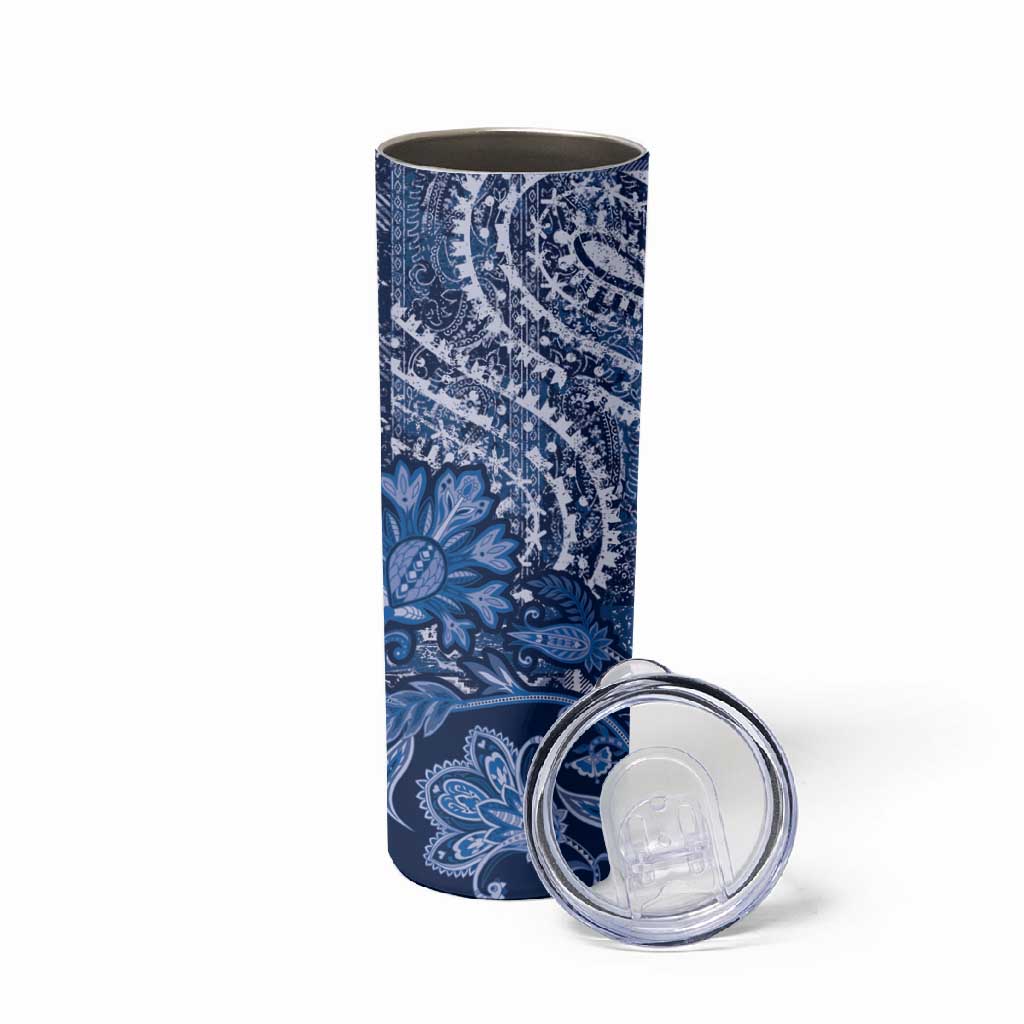 Afro Floral mix Maasai Shuka Skinny Tumbler Blue Moitf LT9