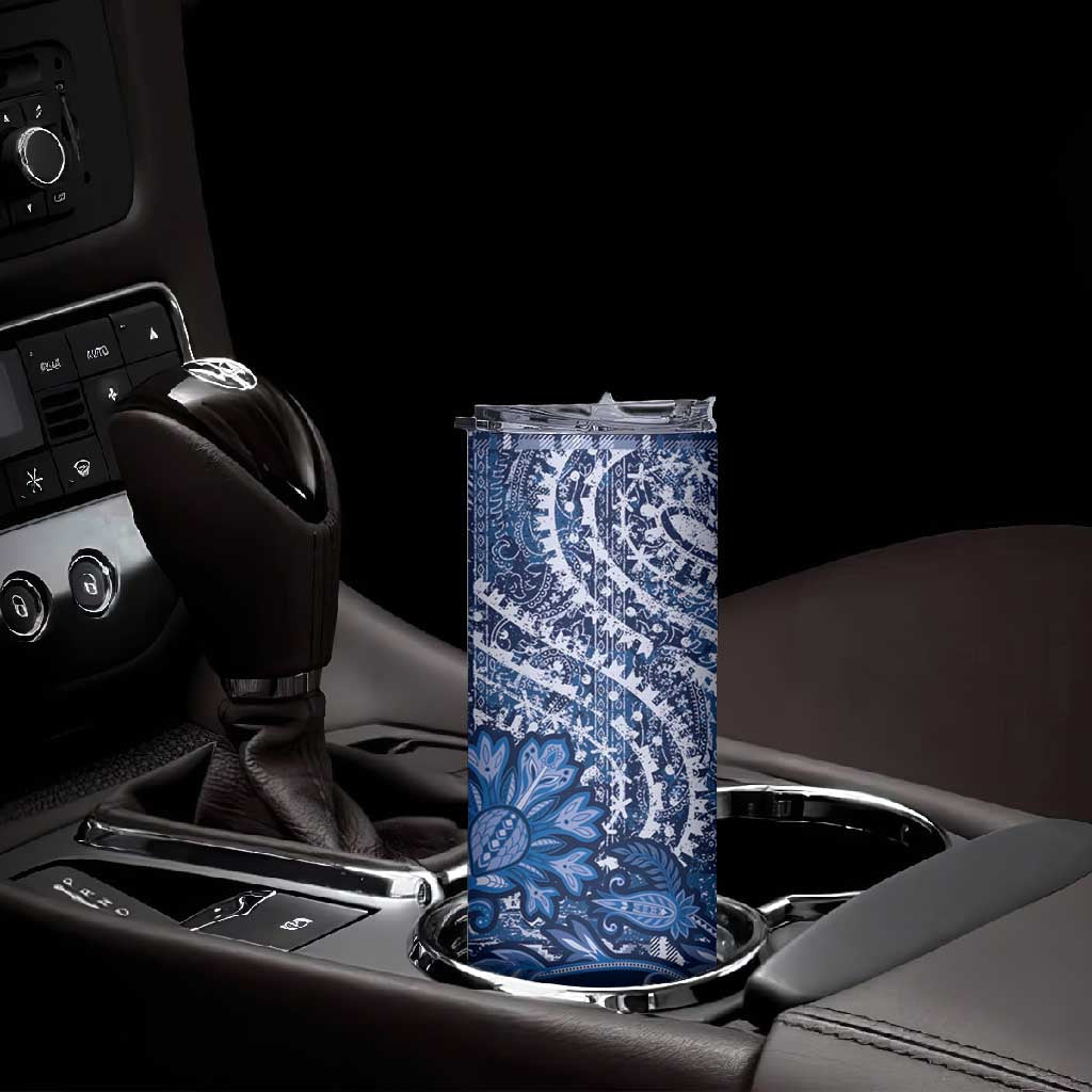 Afro Floral mix Maasai Shuka Skinny Tumbler Blue Moitf LT9
