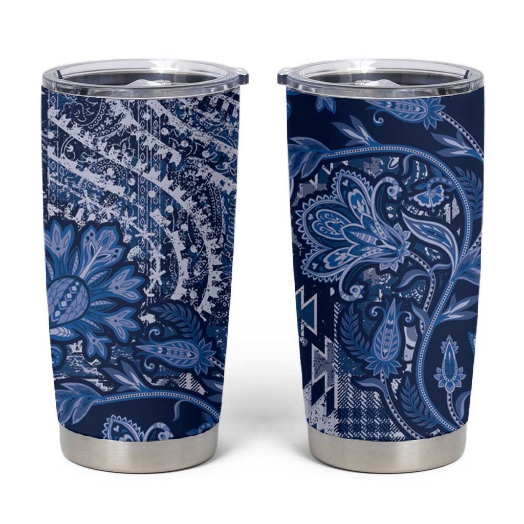 Afro Floral mix Maasai Shuka Tumbler Cup Blue Moitf LT9