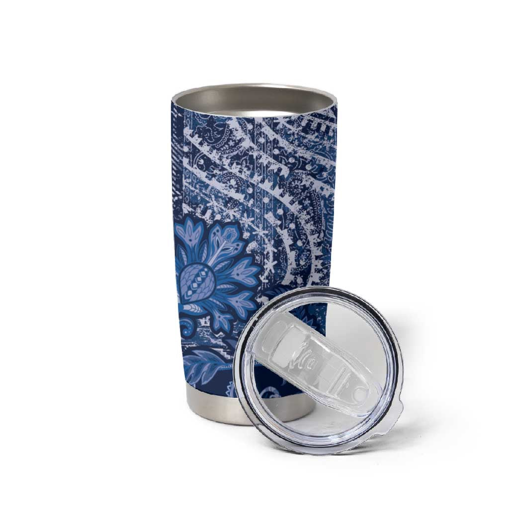 Afro Floral mix Maasai Shuka Tumbler Cup Blue Moitf LT9