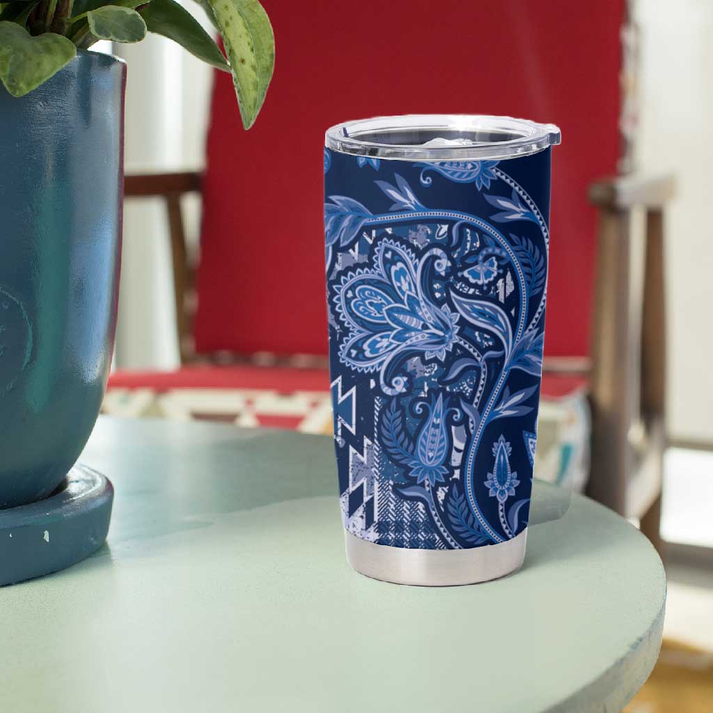 Afro Floral mix Maasai Shuka Tumbler Cup Blue Moitf LT9