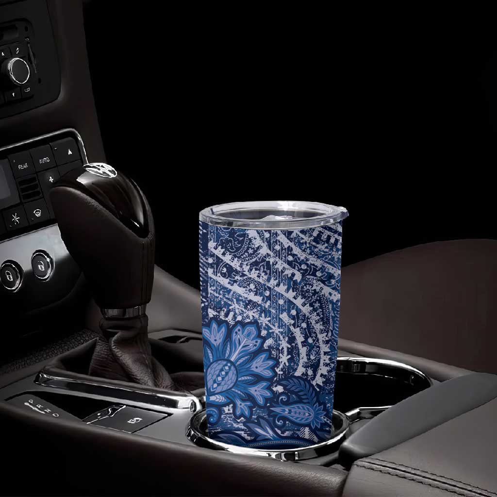 Afro Floral mix Maasai Shuka Tumbler Cup Blue Moitf LT9