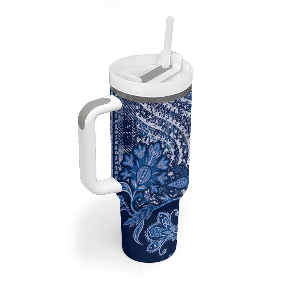 Afro Floral mix Maasai Shuka Tumbler With Handle Blue Moitf LT9