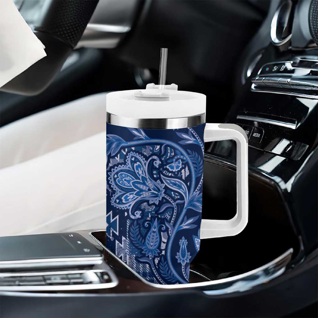 Afro Floral mix Maasai Shuka Tumbler With Handle Blue Moitf LT9