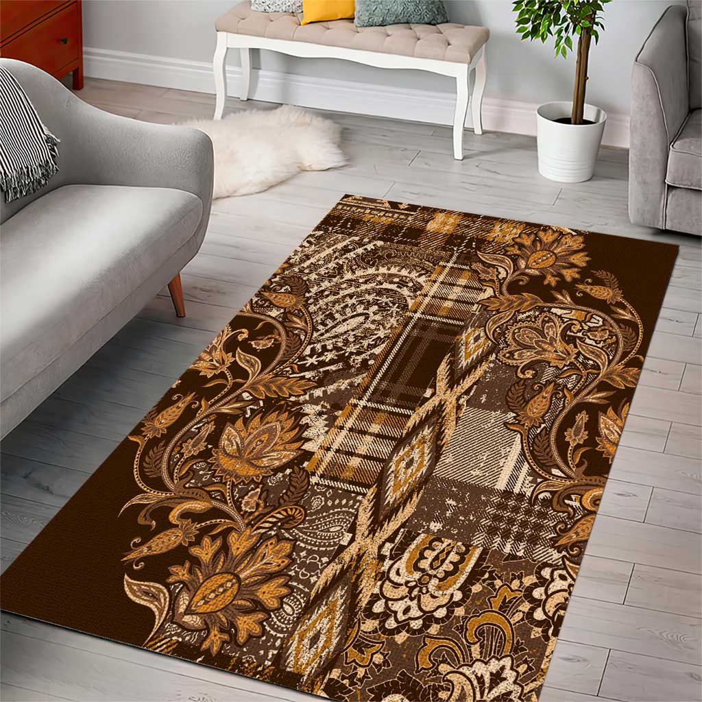 Afro Floral mix Maasai Shuka Area Rug Gold Moitf LT9