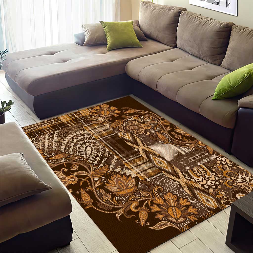 Afro Floral mix Maasai Shuka Area Rug Gold Moitf LT9