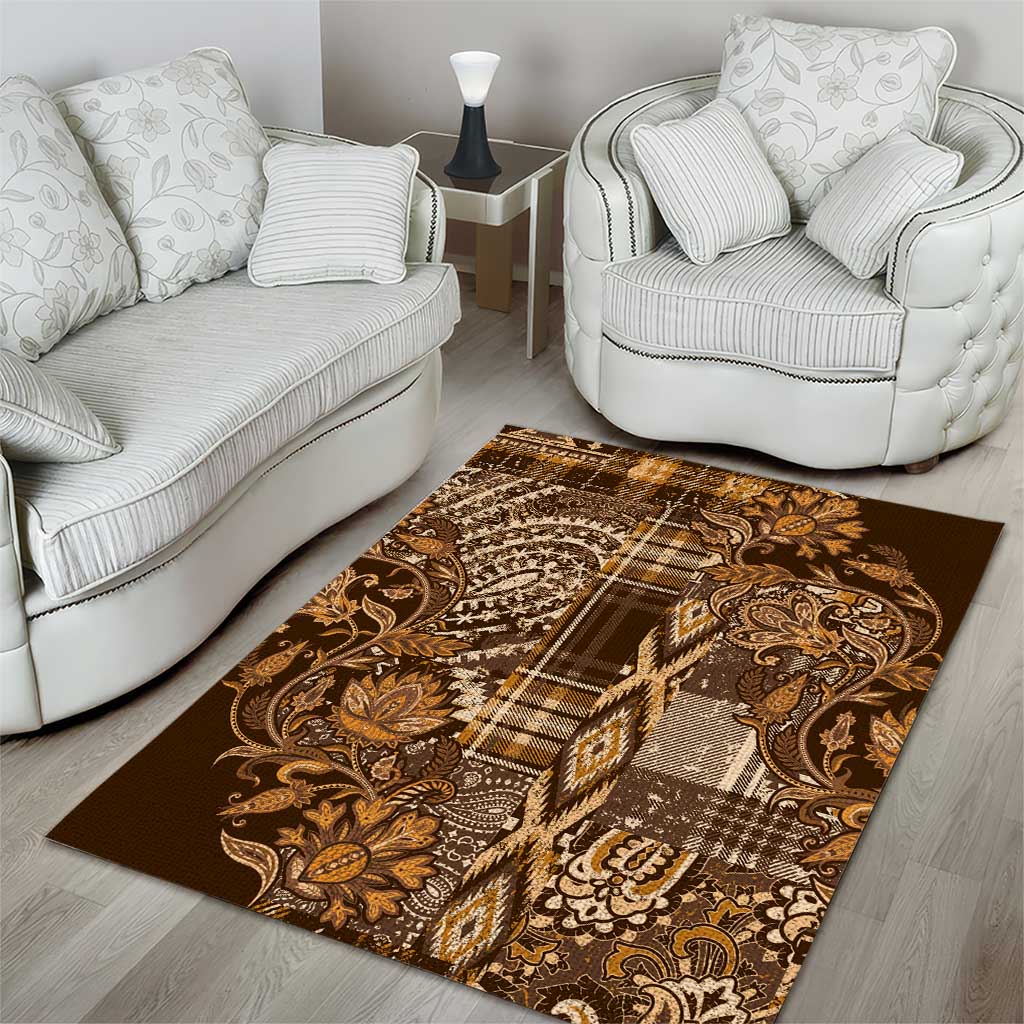 Afro Floral mix Maasai Shuka Area Rug Gold Moitf LT9