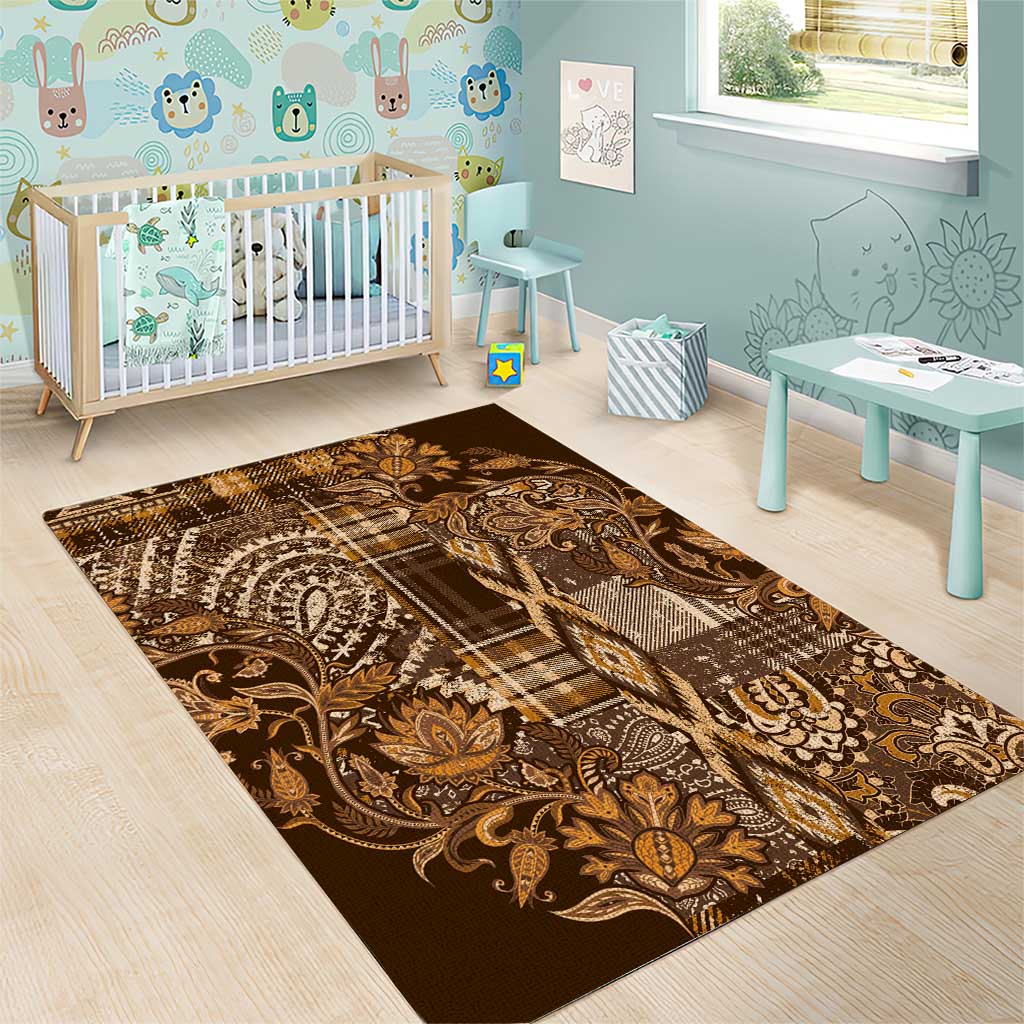 Afro Floral mix Maasai Shuka Area Rug Gold Moitf LT9