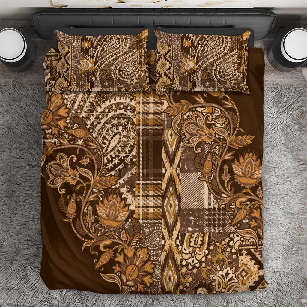 Afro Floral mix Maasai Shuka Bedding Set Gold Moitf LT9