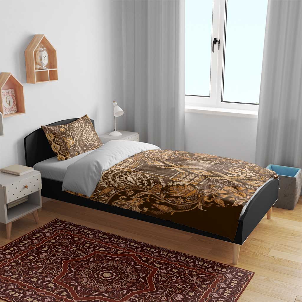 Afro Floral mix Maasai Shuka Bedding Set Gold Moitf LT9