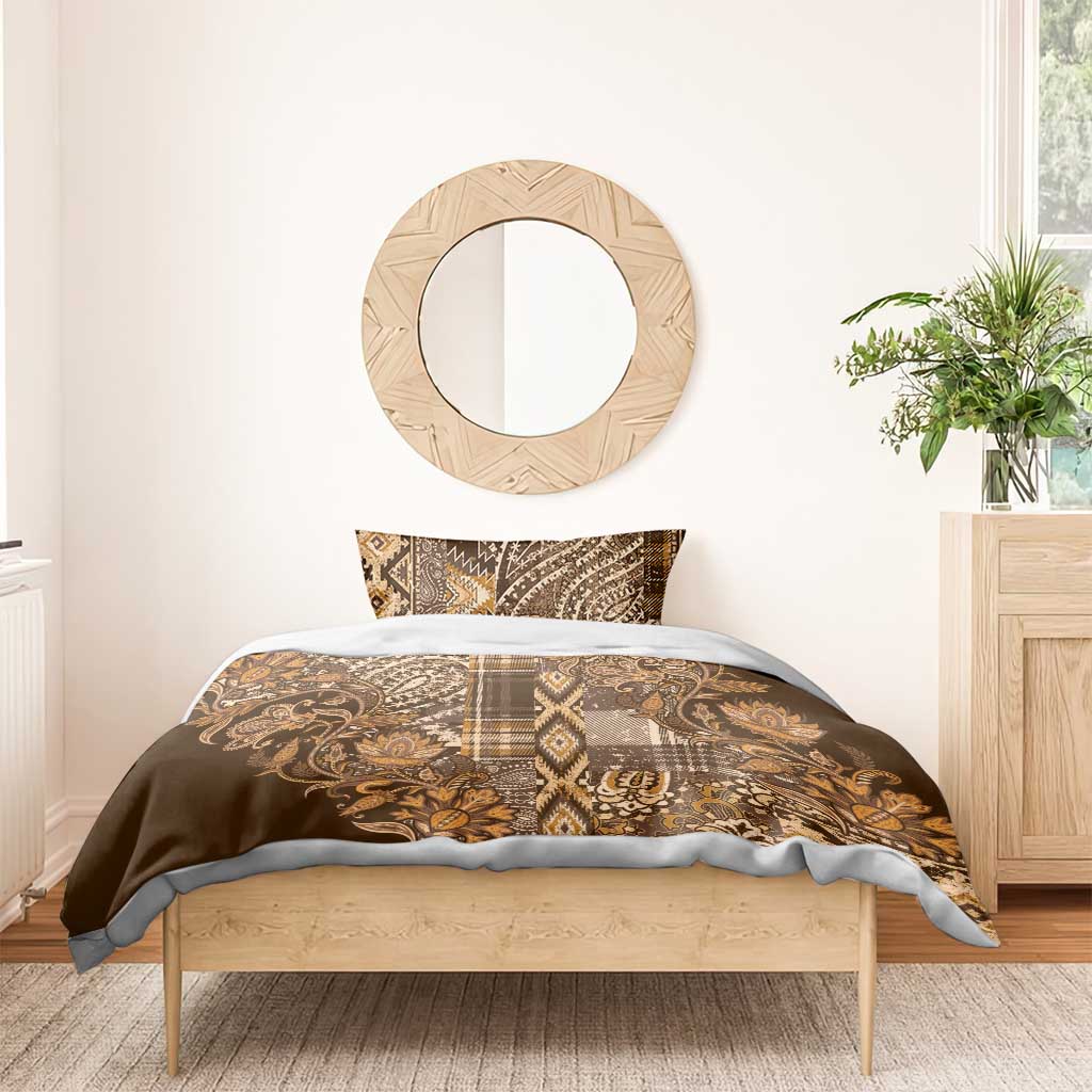Afro Floral mix Maasai Shuka Bedding Set Gold Moitf LT9