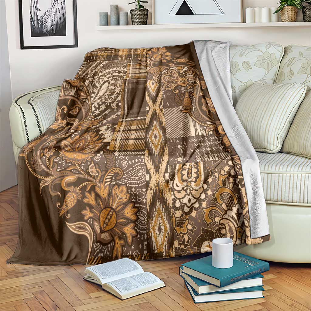 Afro Floral mix Maasai Shuka Blanket Gold Moitf LT9