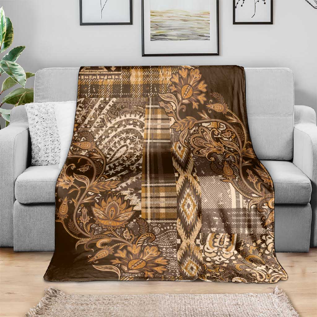 Afro Floral mix Maasai Shuka Blanket Gold Moitf LT9