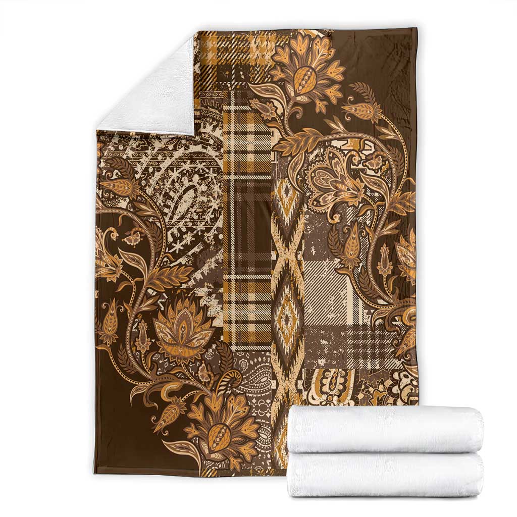 Afro Floral mix Maasai Shuka Blanket Gold Moitf LT9