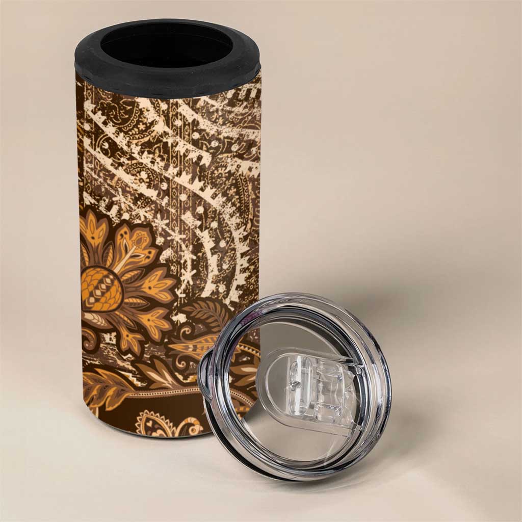 Afro Floral mix Maasai Shuka 4 in 1 Can Cooler Tumbler Gold Moitf LT9
