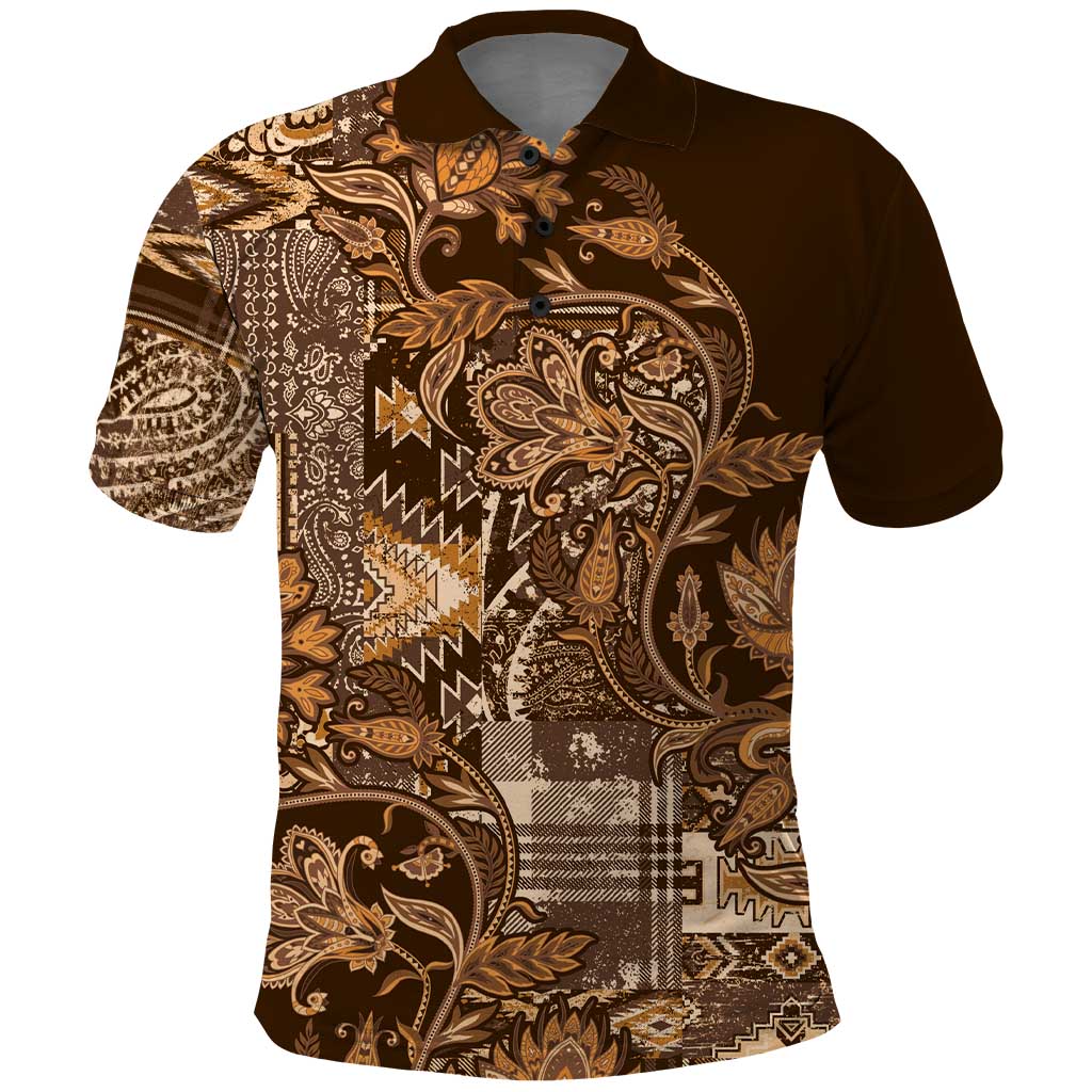 Africa Floral mix Maasai Shuka Polo Shirt Gold Moitf LT9