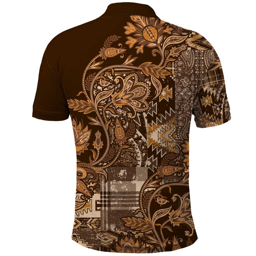 Africa Floral mix Maasai Shuka Polo Shirt Gold Moitf LT9