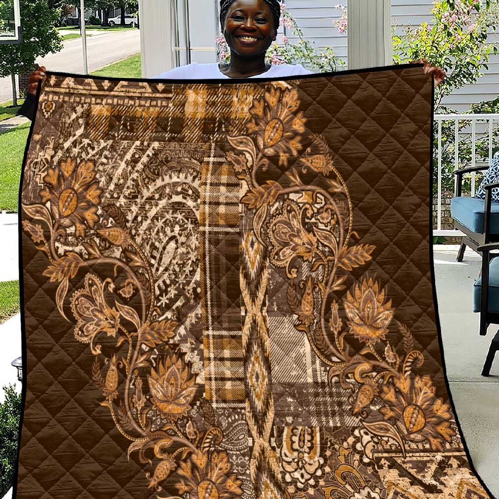 Afro Floral mix Maasai Shuka Quilt Gold Moitf LT9