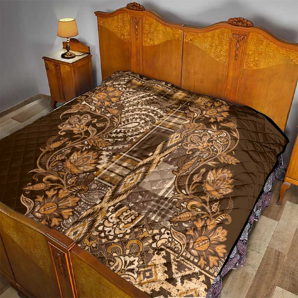 Afro Floral mix Maasai Shuka Quilt Gold Moitf LT9