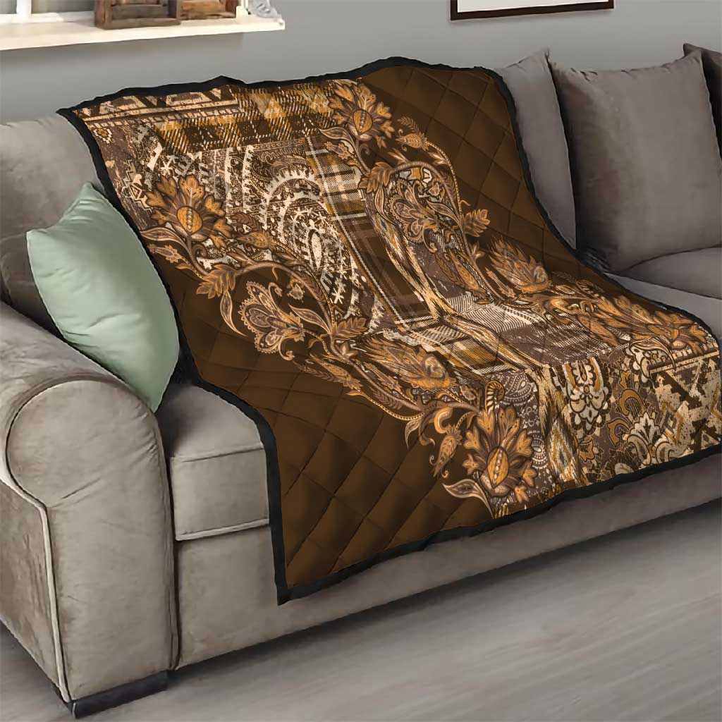 Afro Floral mix Maasai Shuka Quilt Gold Moitf LT9