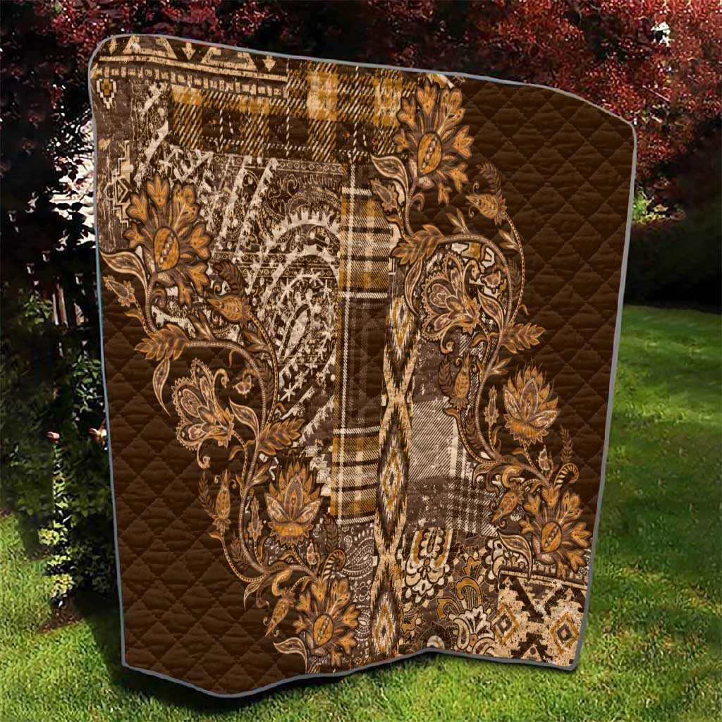 Afro Floral mix Maasai Shuka Quilt Gold Moitf LT9
