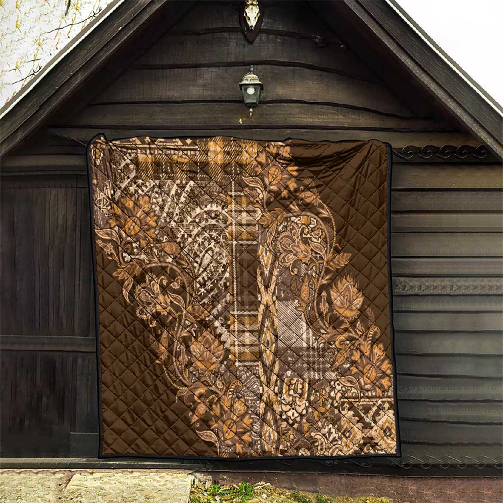 Afro Floral mix Maasai Shuka Quilt Gold Moitf LT9