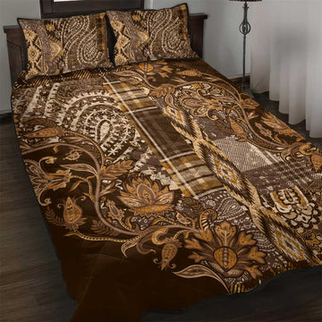 Afro Floral mix Maasai Shuka Quilt Bed Set Gold Moitf LT9