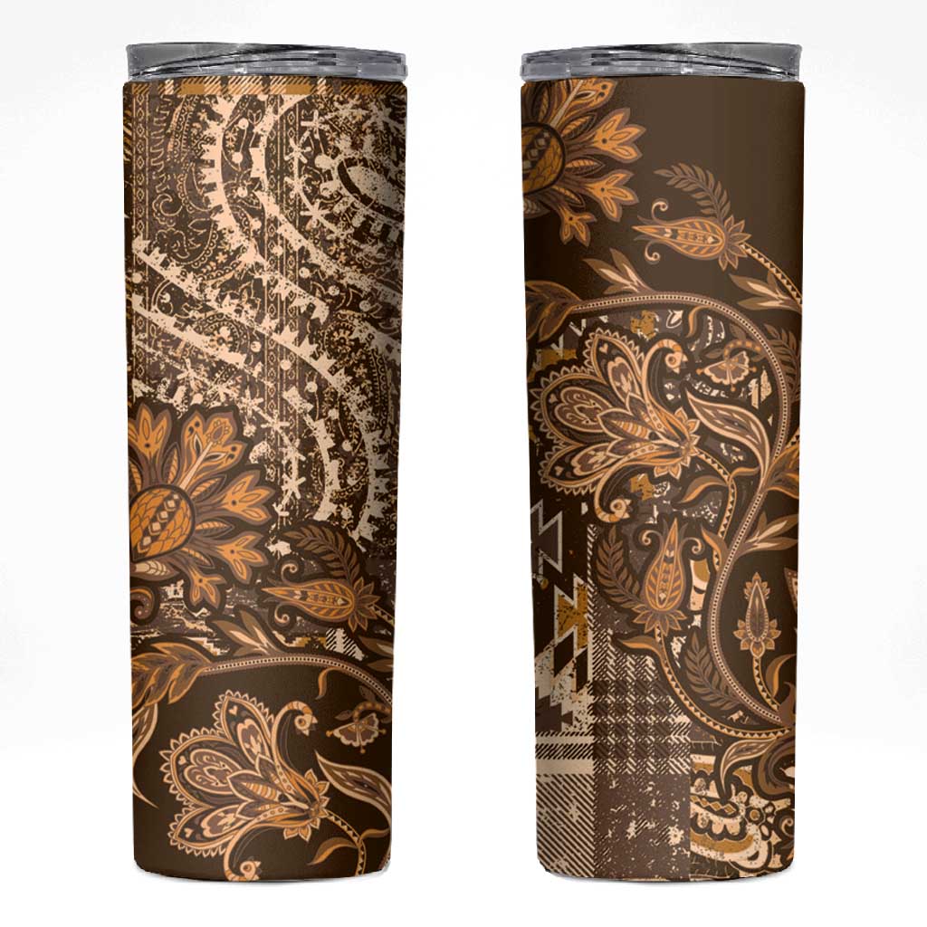 Afro Floral mix Maasai Shuka Skinny Tumbler Gold Moitf LT9