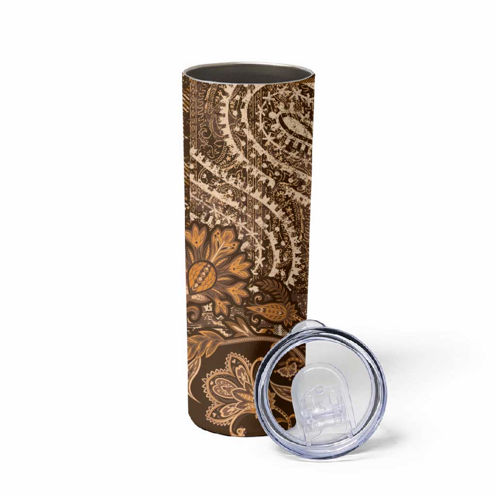 Afro Floral mix Maasai Shuka Skinny Tumbler Gold Moitf LT9