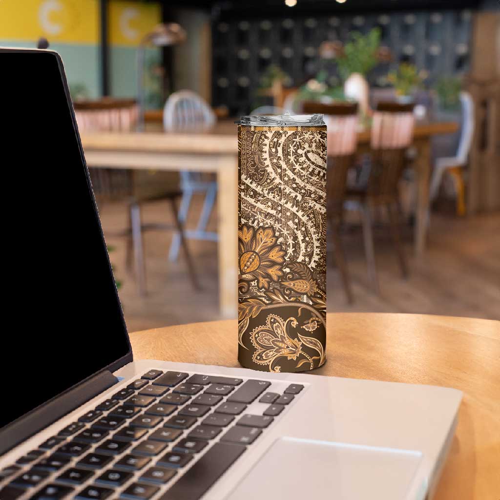 Afro Floral mix Maasai Shuka Skinny Tumbler Gold Moitf LT9