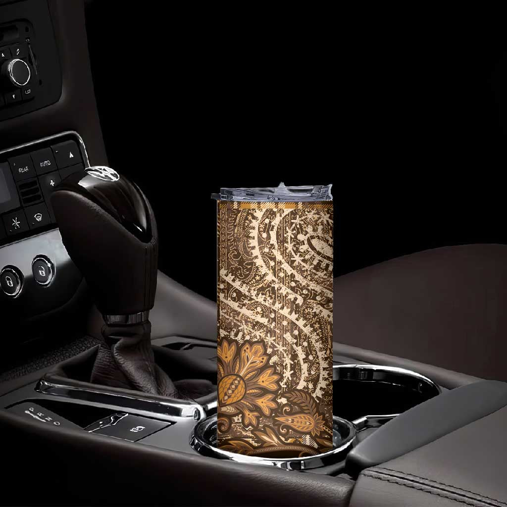 Afro Floral mix Maasai Shuka Skinny Tumbler Gold Moitf LT9