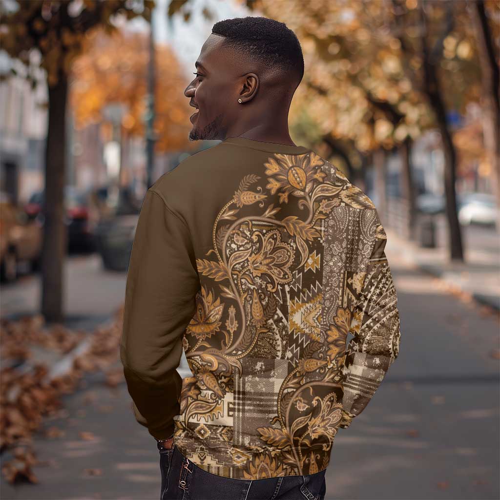 Afro Floral mix Maasai Shuka Sweatshirt Gold Moitf LT9