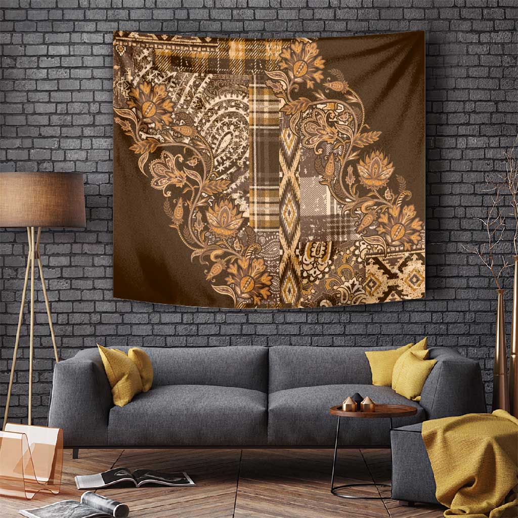 Afro Floral mix Maasai Shuka Tapestry Gold Moitf LT9