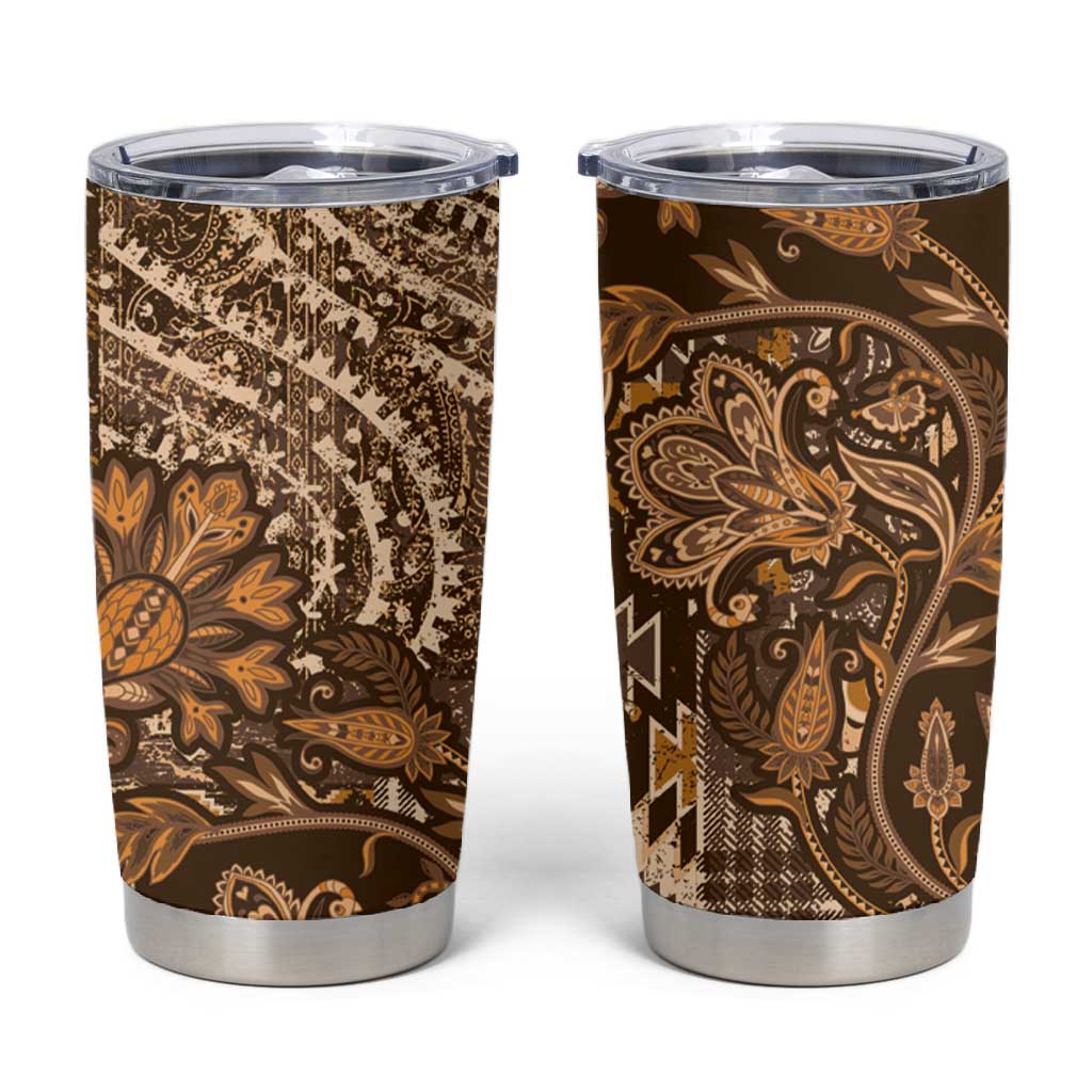 Afro Floral mix Maasai Shuka Tumbler Cup Gold Moitf LT9