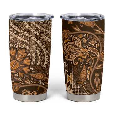 Afro Floral mix Maasai Shuka Tumbler Cup Gold Moitf LT9