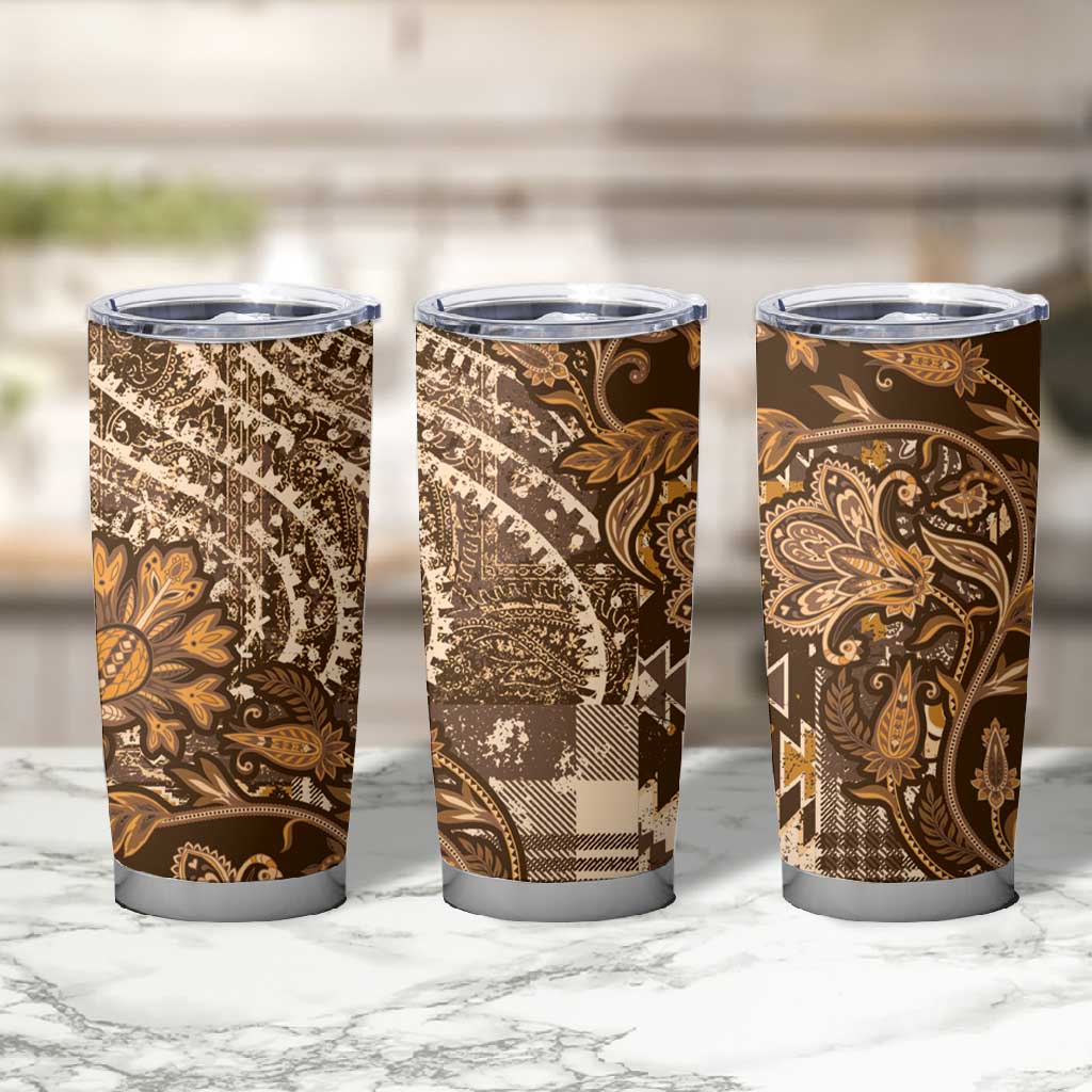 Afro Floral mix Maasai Shuka Tumbler Cup Gold Moitf LT9