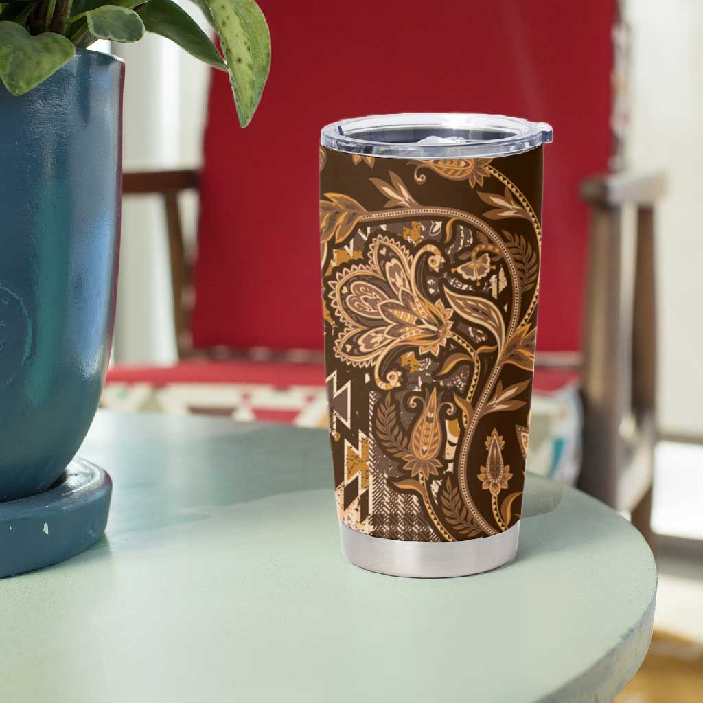 Afro Floral mix Maasai Shuka Tumbler Cup Gold Moitf LT9