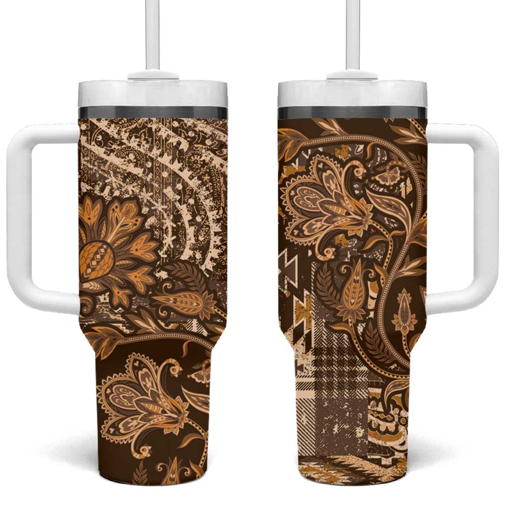Afro Floral mix Maasai Shuka Tumbler With Handle Gold Moitf LT9