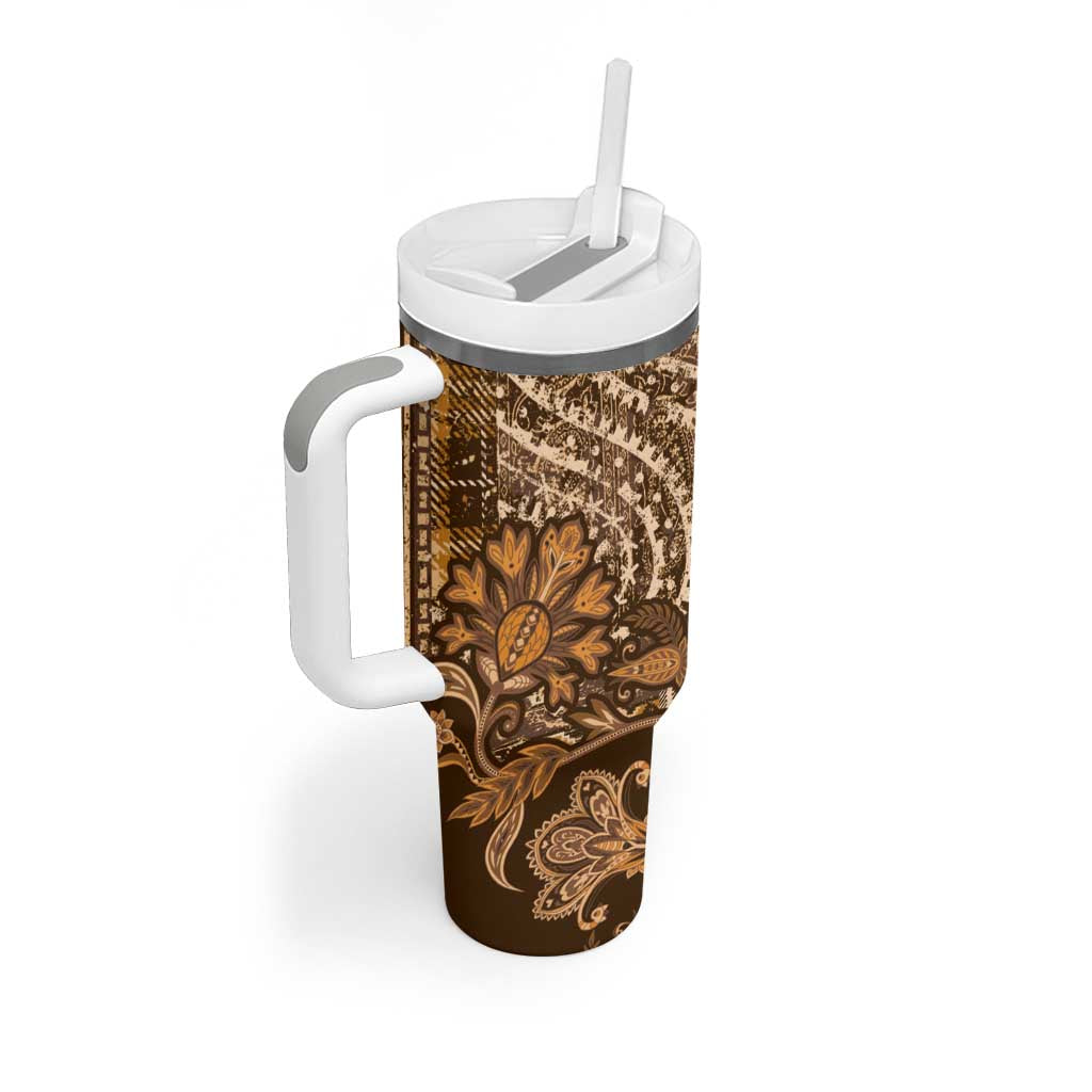 Afro Floral mix Maasai Shuka Tumbler With Handle Gold Moitf LT9
