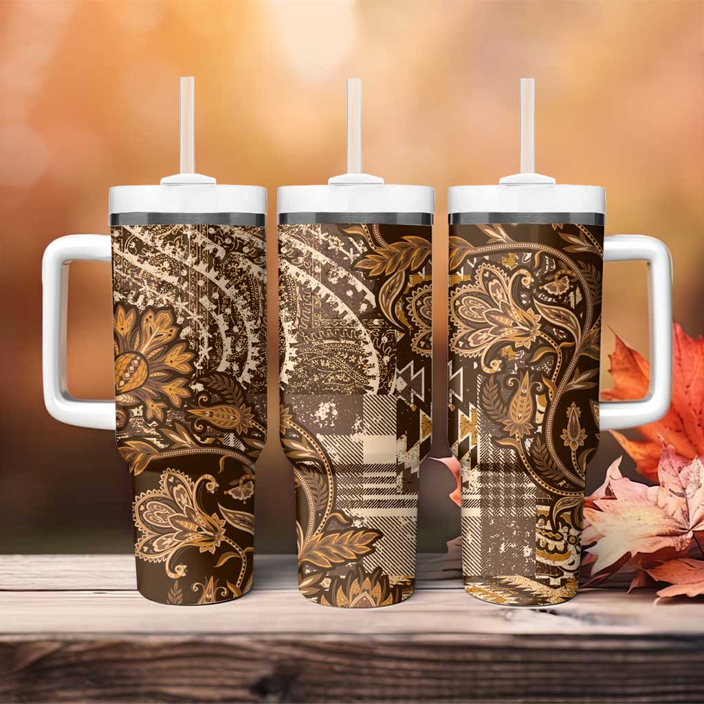 Afro Floral mix Maasai Shuka Tumbler With Handle Gold Moitf LT9