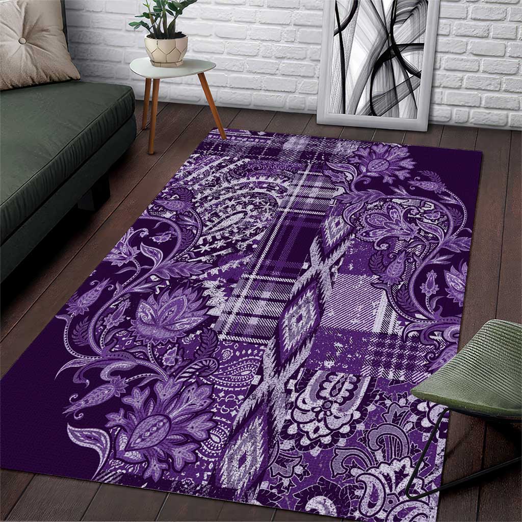 Afro Floral mix Maasai Shuka Area Rug Purple Moitf LT9