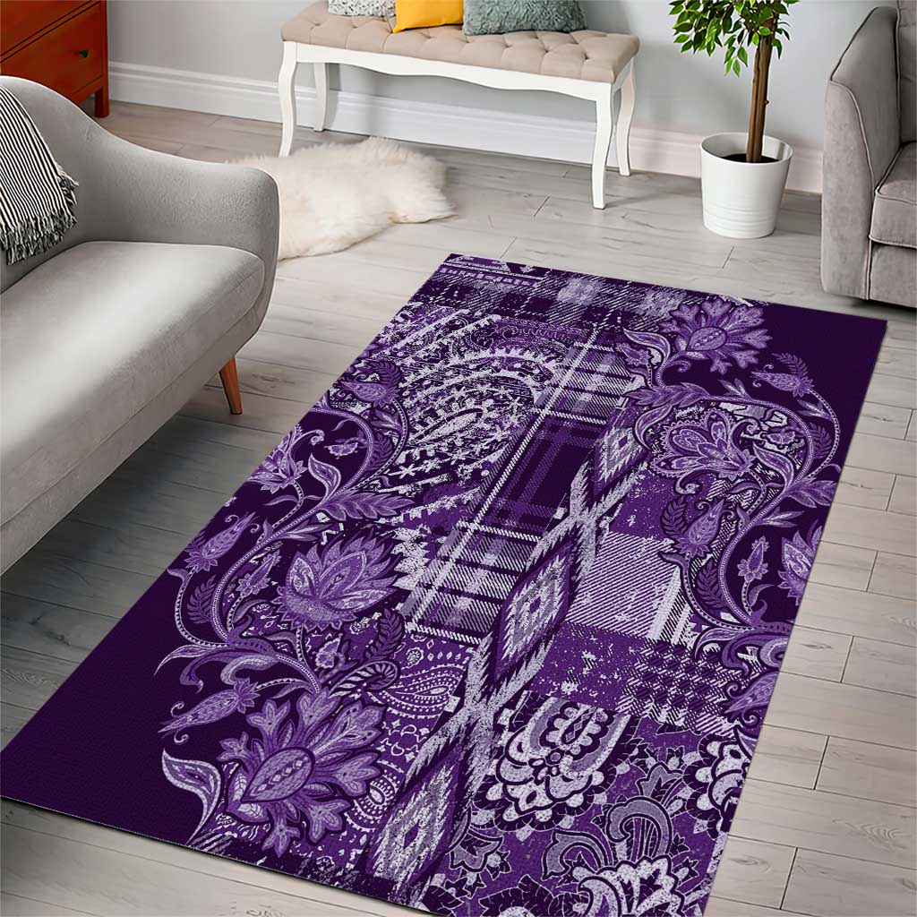 Afro Floral mix Maasai Shuka Area Rug Purple Moitf LT9