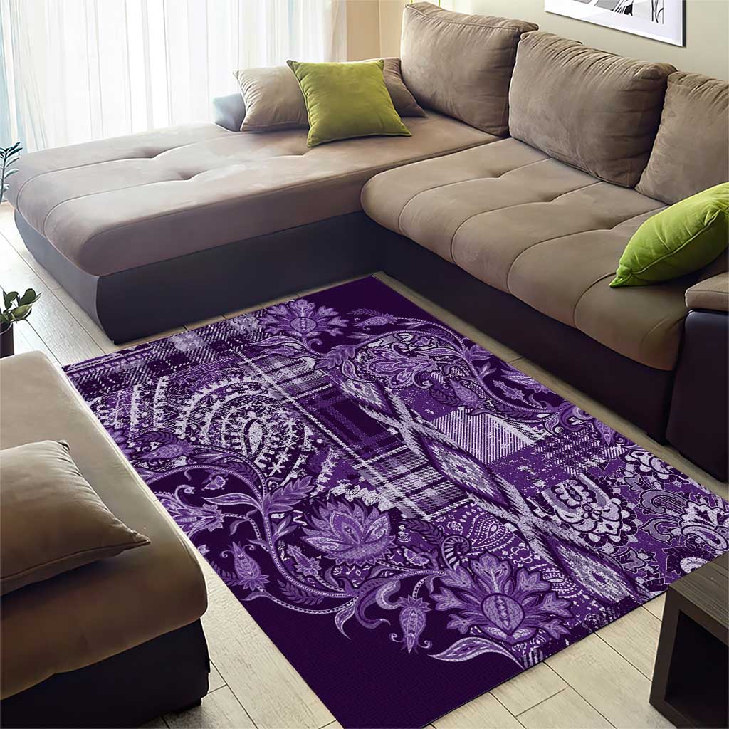 Afro Floral mix Maasai Shuka Area Rug Purple Moitf LT9