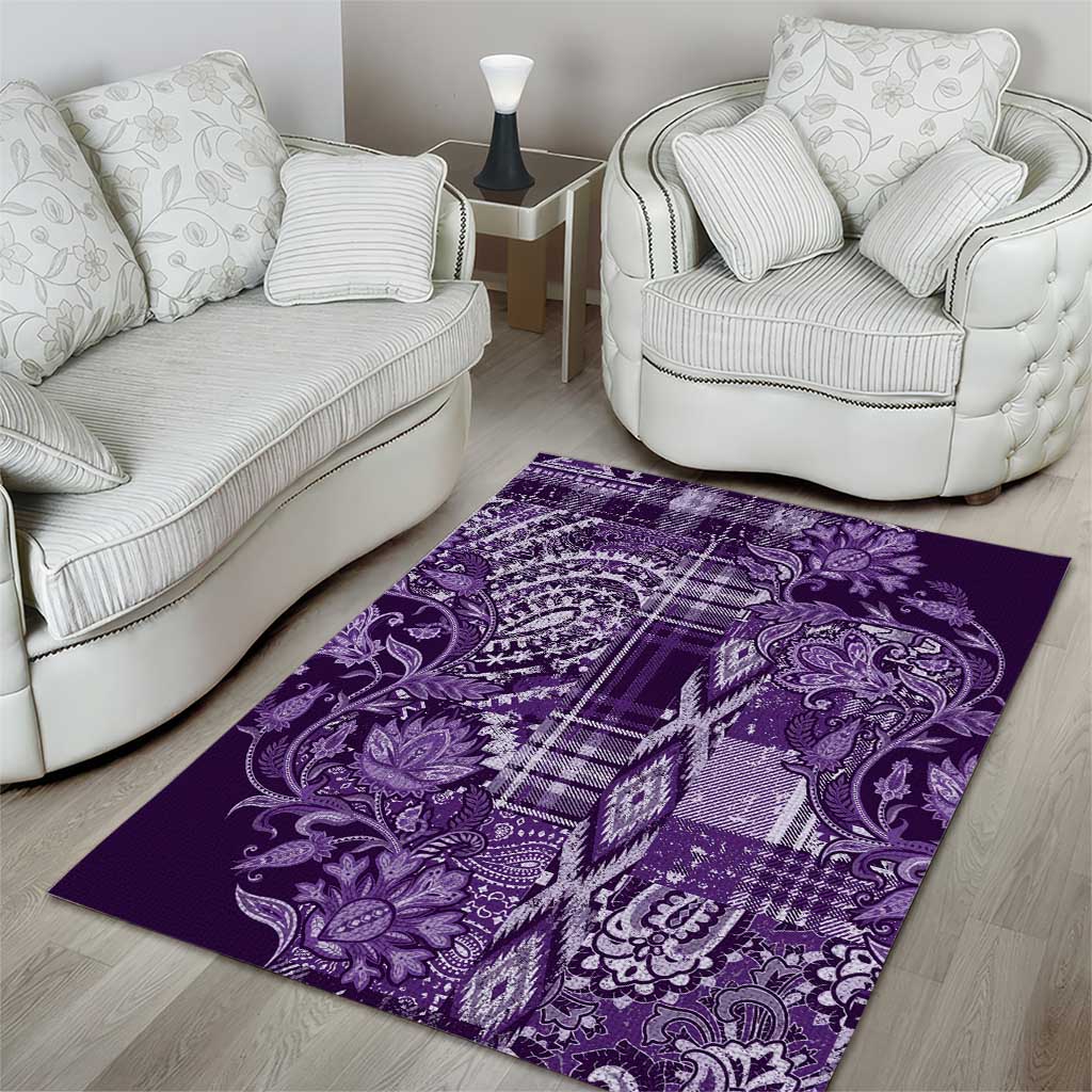 Afro Floral mix Maasai Shuka Area Rug Purple Moitf LT9