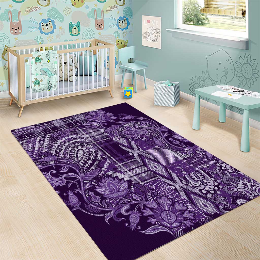 Afro Floral mix Maasai Shuka Area Rug Purple Moitf LT9