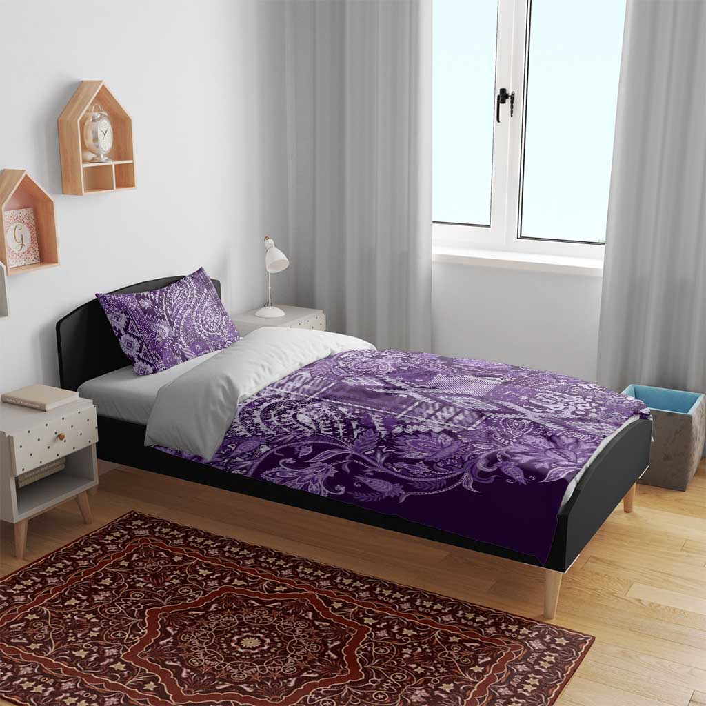 Afro Floral mix Maasai Shuka Bedding Set Purple Moitf LT9