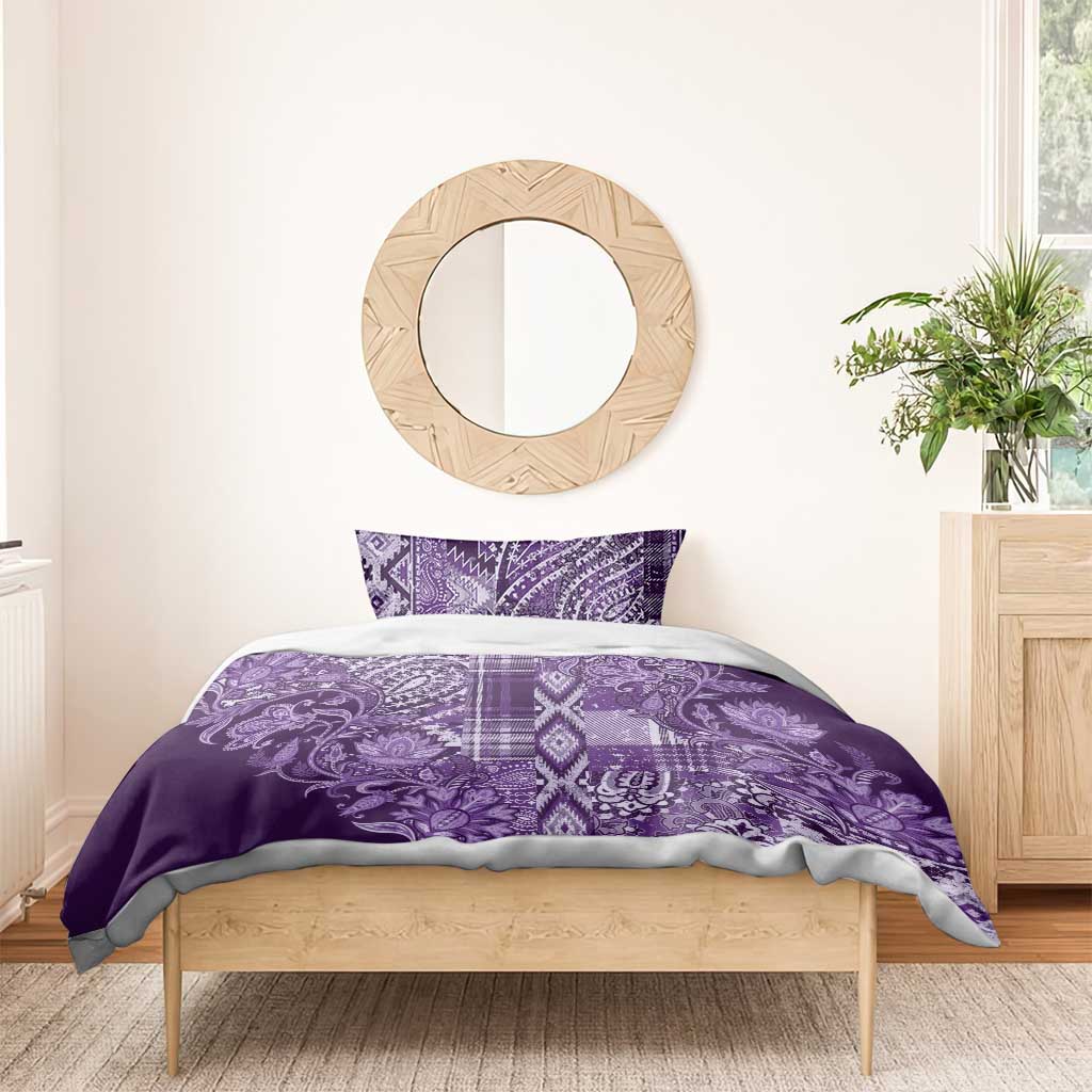 Afro Floral mix Maasai Shuka Bedding Set Purple Moitf LT9