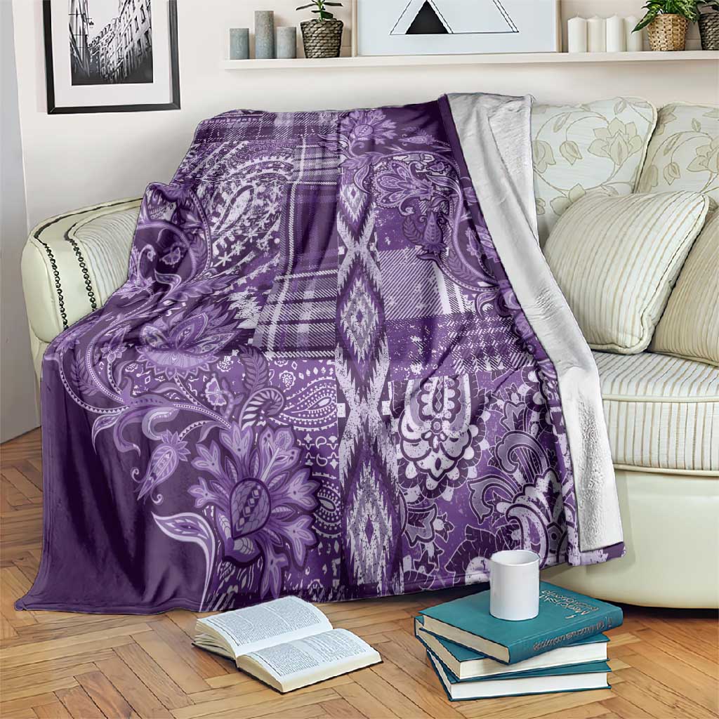 Afro Floral mix Maasai Shuka Blanket Purple Moitf LT9