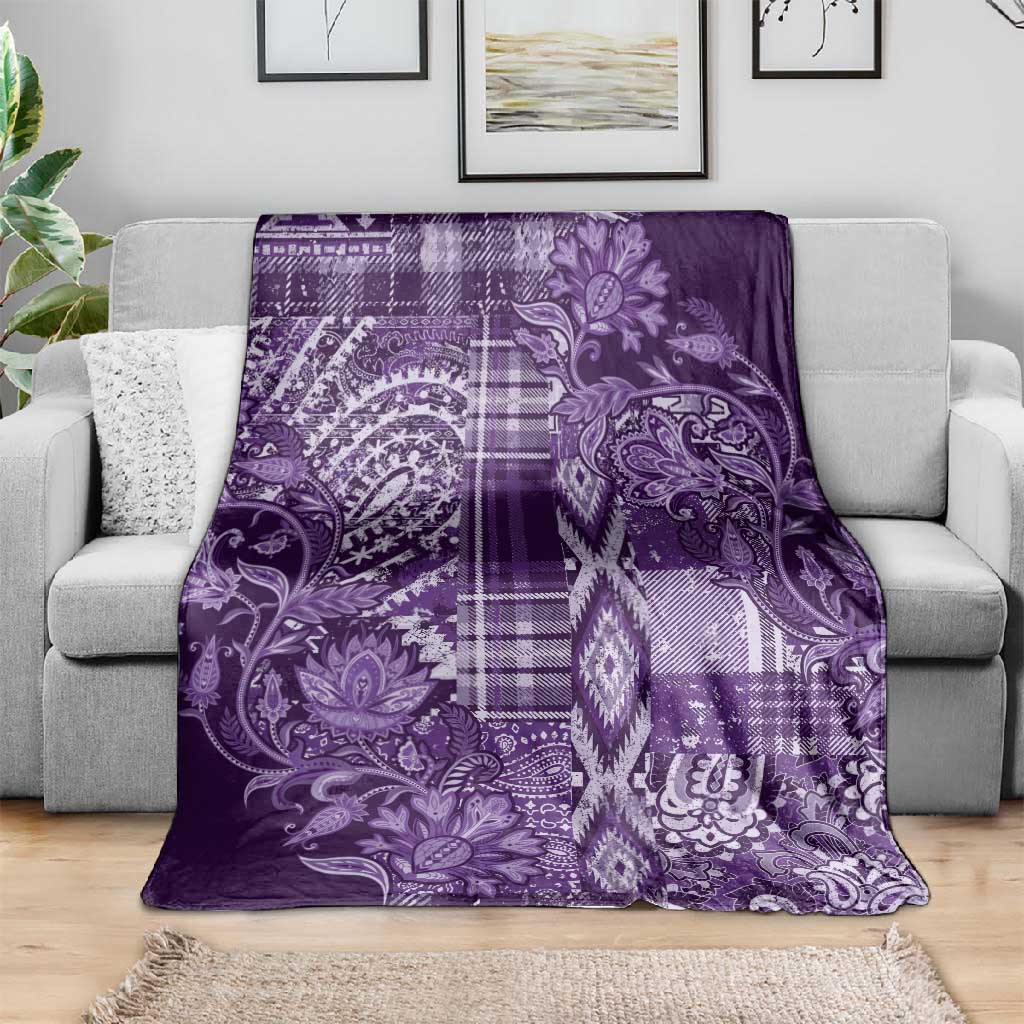 Afro Floral mix Maasai Shuka Blanket Purple Moitf LT9