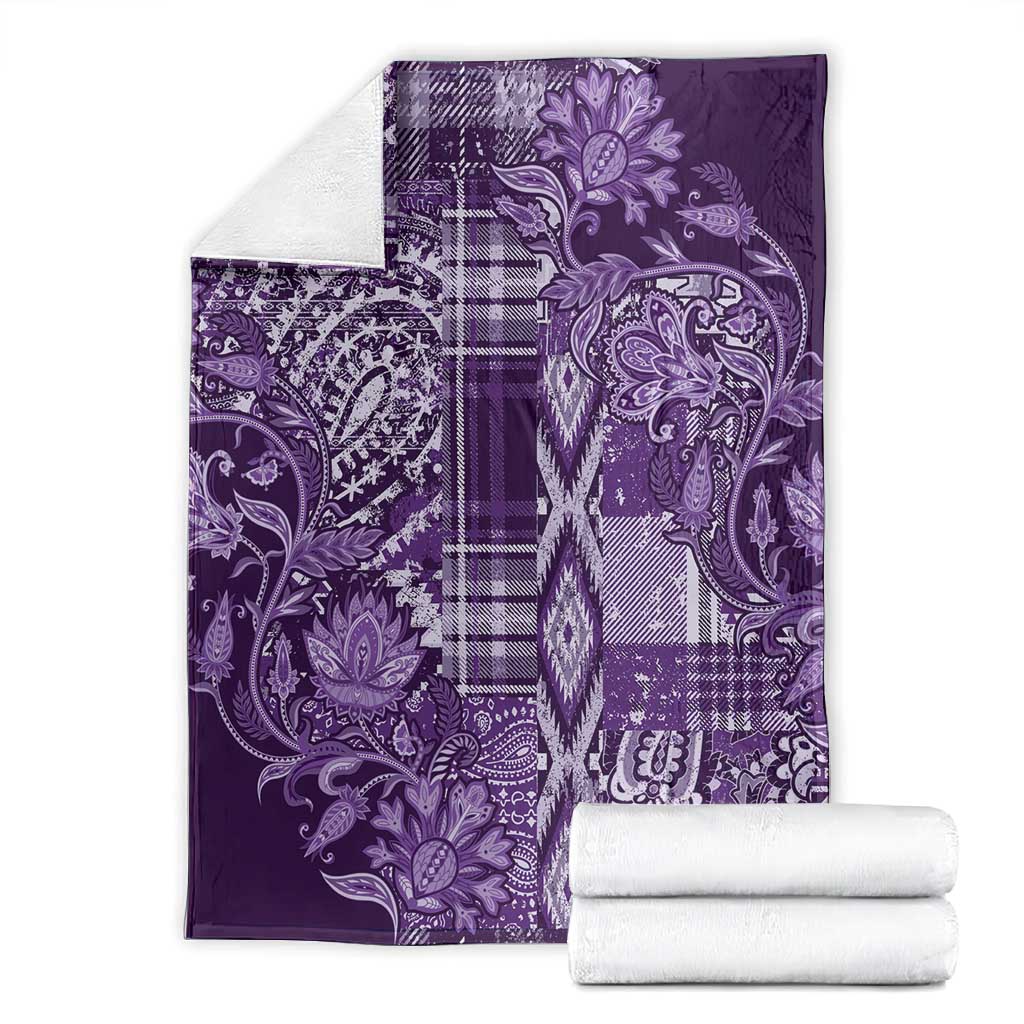 Afro Floral mix Maasai Shuka Blanket Purple Moitf LT9